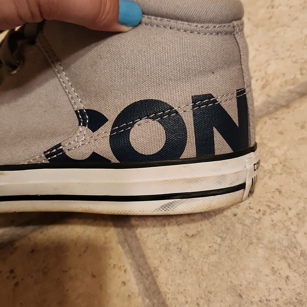 Converse CTAs Gray Hi Top Sneakers w/ Lettering Men's 10 Women's 12 - Picture 6 of 11